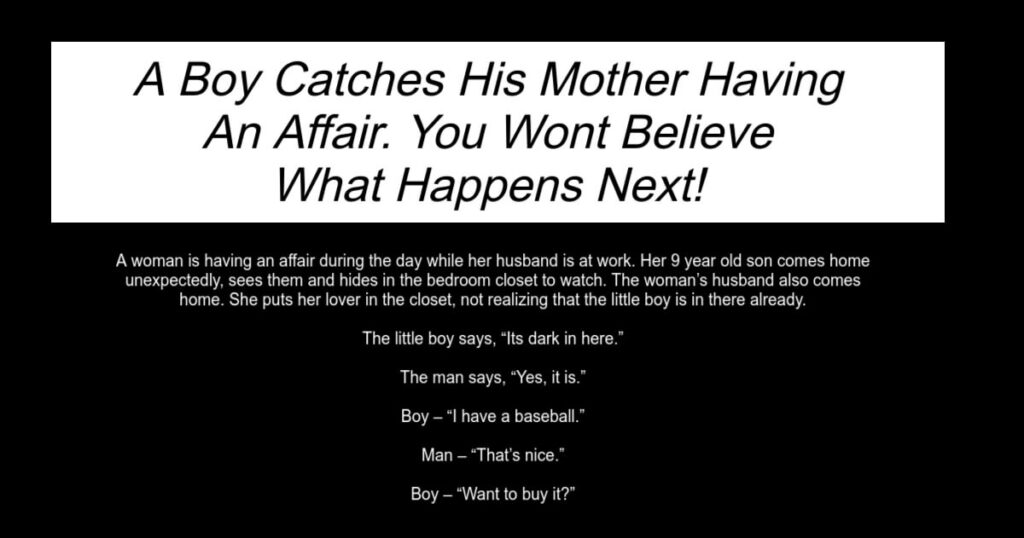 A Boy Catches His Mother Having An Affair.