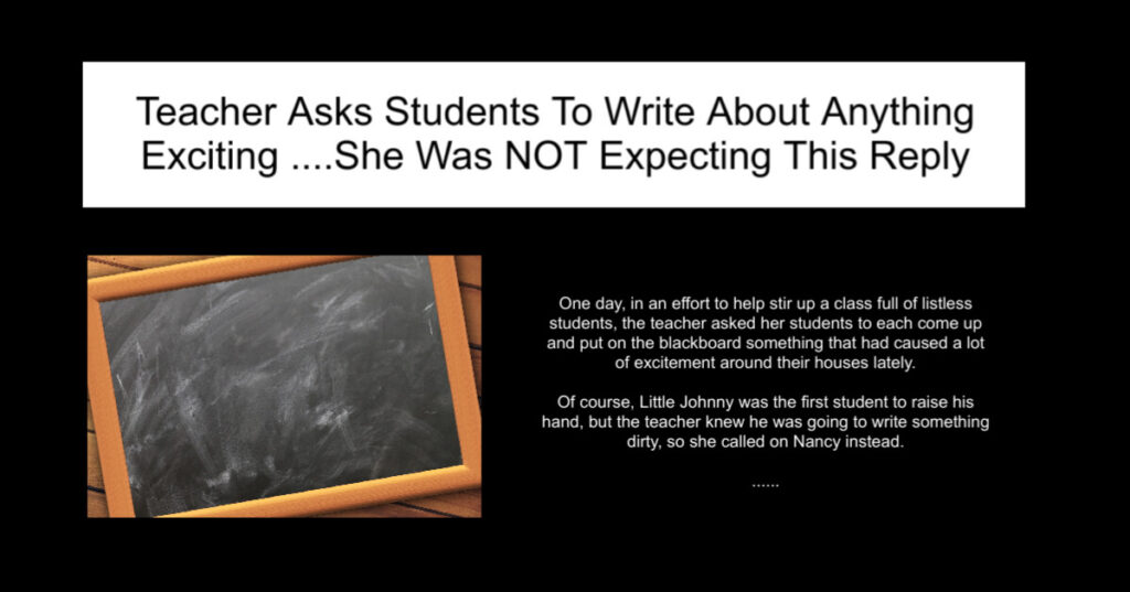 Teacher Asks Students To Write About Anything Exciting