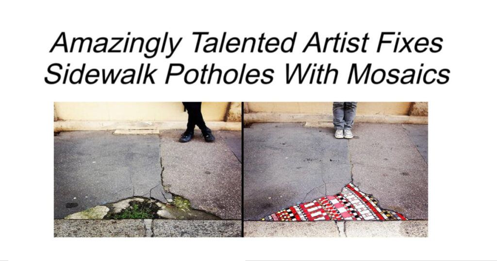 Artist Fixes Sidewalk Potholes With Mosaics