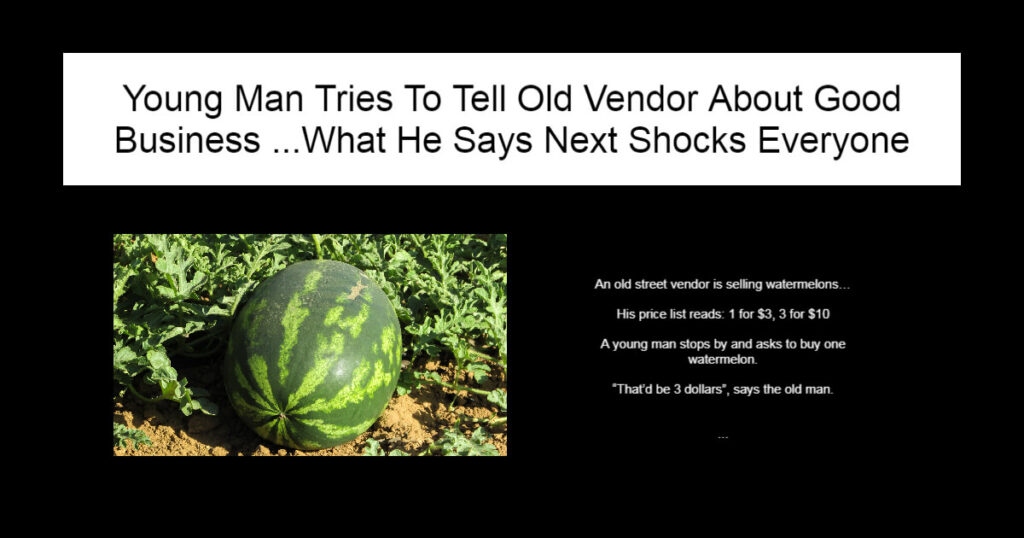 Young Man Tries To Tell Old Street Vendor About Good Business