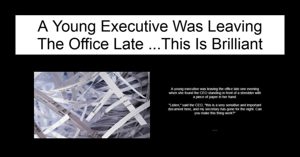 A Young Executive Was Leaving The Office Late