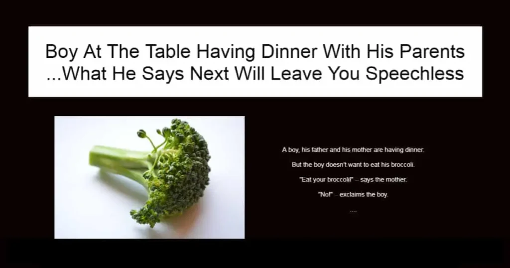 Boy At The Table Having Dinner