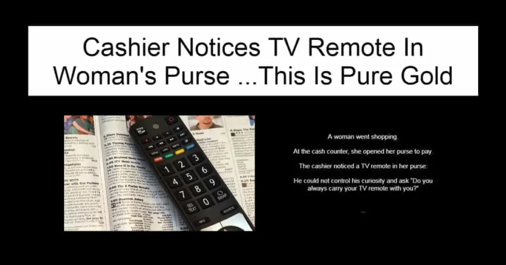 Cashier Notices TV Remote In Woman's Purse