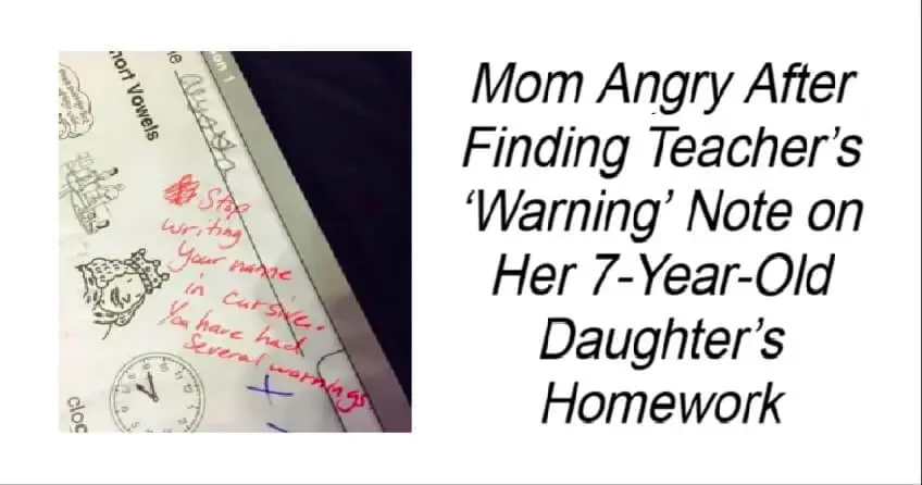 Mom Angry After Finding Teacher’s ‘Warning’ Note