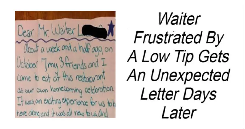 Waiter Frustrated By A Low Tip